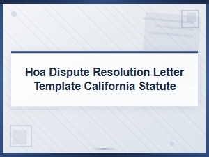 California Hoa Dispute Resolution Letter Template