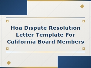 California Hoa Dispute Resolution Letter Template