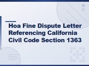 Hoa Fine Dispute Letter Citing Civil Code §1363