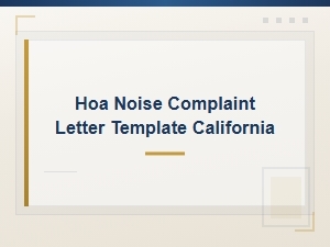 California Hoa Noise Complaint Letter Template