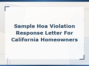 Sample Hoa Violation Response Letter for Ca Homeowners