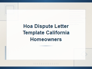 California Hoa Dispute Letter Template for Homeowners