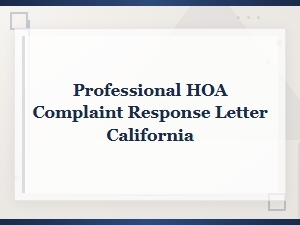 Professional Hoa Complaint Response Letter in California