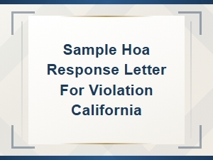 Sample Hoa Violation Response Letter for California